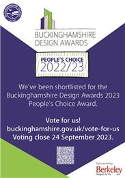 The Red Kite Pavilion has been shortlisted for Buckinghamshire Design Awards Peoples Choice 2022/2023