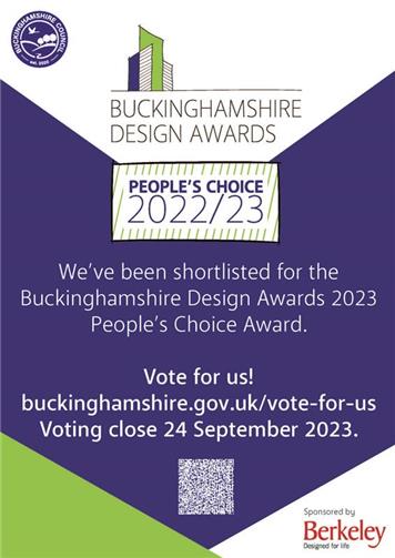  - The Red Kite Pavilion has been shortlisted for Buckinghamshire Design Awards Peoples Choice 2022/2023
